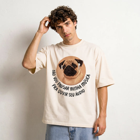 Camiseta Oversized NAOVOUPARAR Masculina Off-White