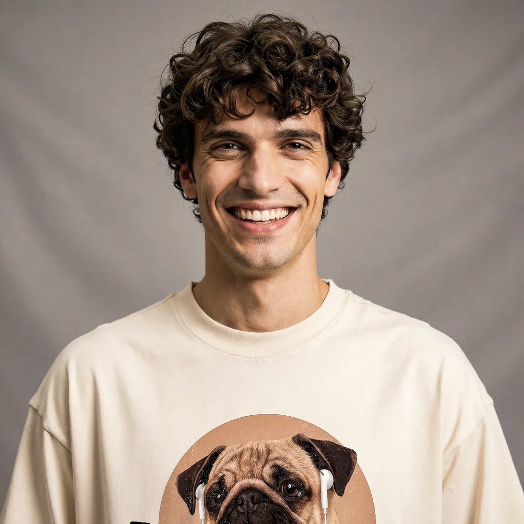 Camiseta Oversized Não Vou Parar Meu Áudio Masculina Off-White