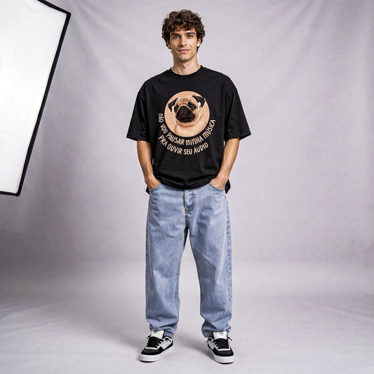 Camiseta Oversized NAOVOUPARAR Masculina Preto