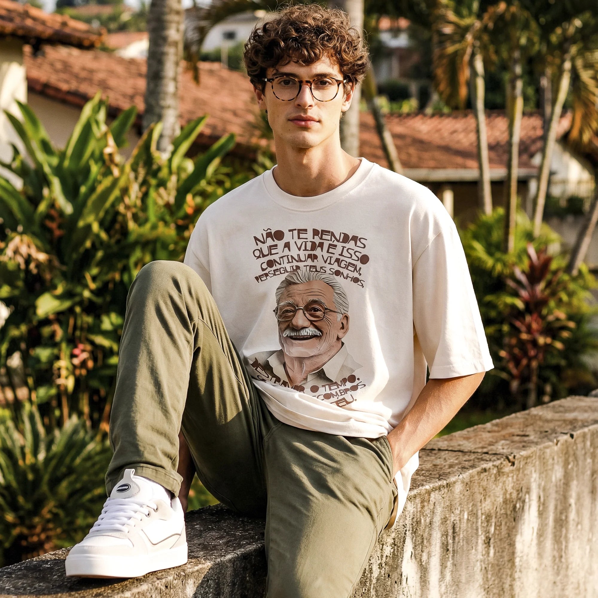 Camiseta Oversized NaoTeRendas Masculina Off-White