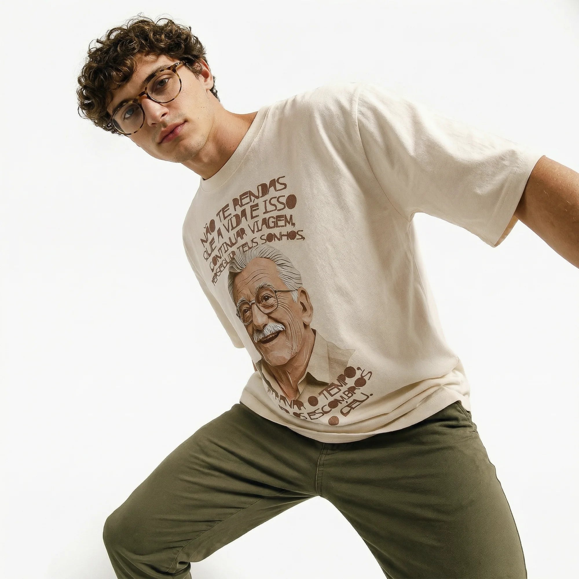 Camiseta Oversized NaoTeRendas Masculina Off-White