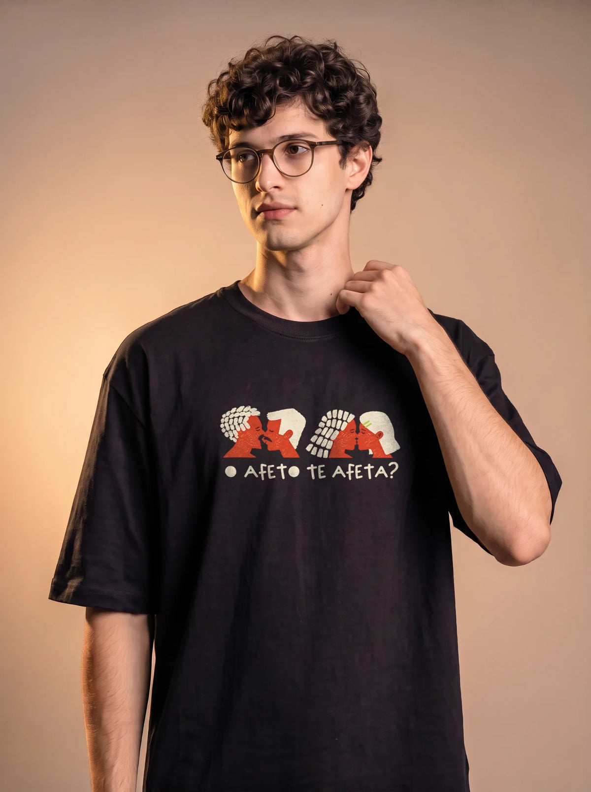 Camiseta Oversized O Afeto Te Afeta? - Masculina Preto