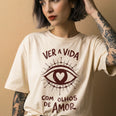 Camiseta Oversized OLHOS-AMOR Feminina Off-White