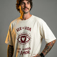 Camiseta Oversized OLHOS-AMOR Masculina Off-White
