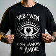 Camiseta Oversized OLHOS-AMOR Masculina Preto