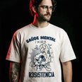 Camiseta Oversized Saúde Mental é um Ato Revolucionário Masculina Off-White