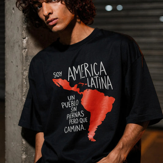 Camiseta Oversized Soy America Latina Masculina Preto