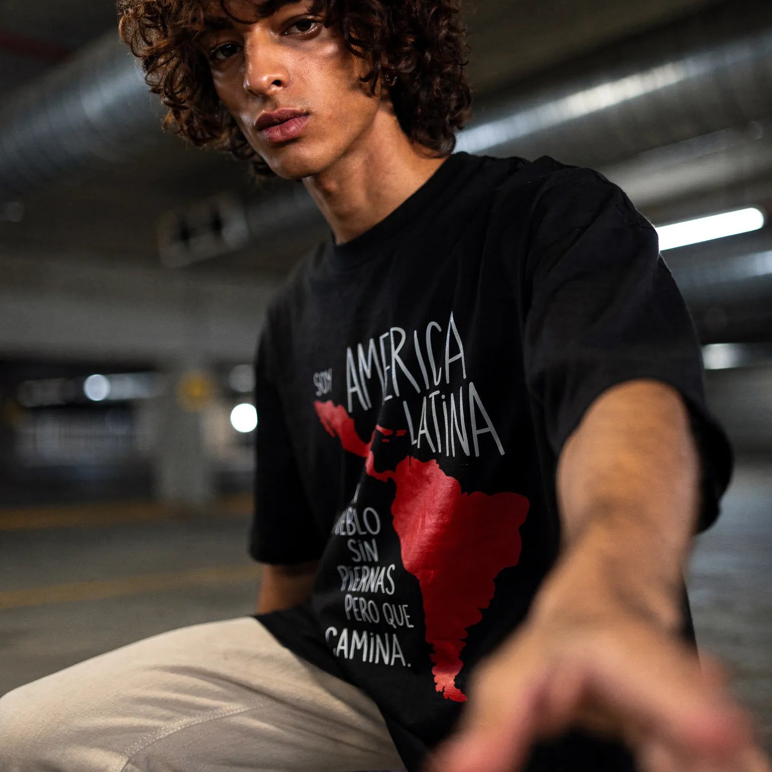 Camiseta Oversized Soy America Latina Masculina Preto