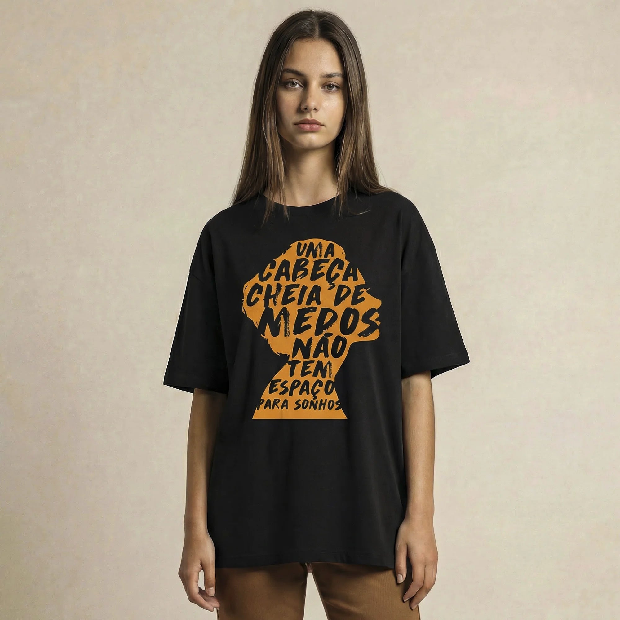 Camiseta Oversized cabecamedos Feminina Preto