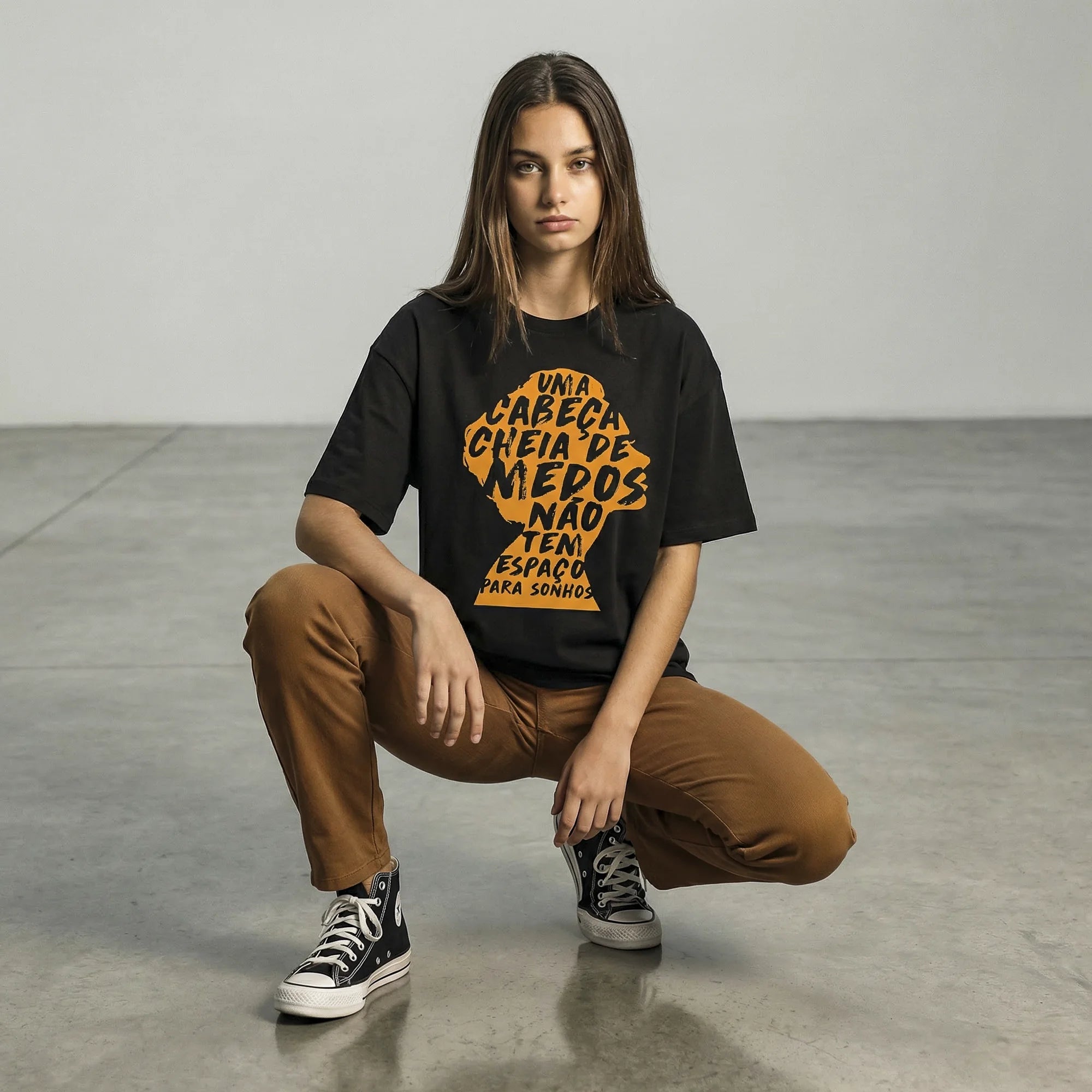 Camiseta Oversized cabecamedos Feminina Preto