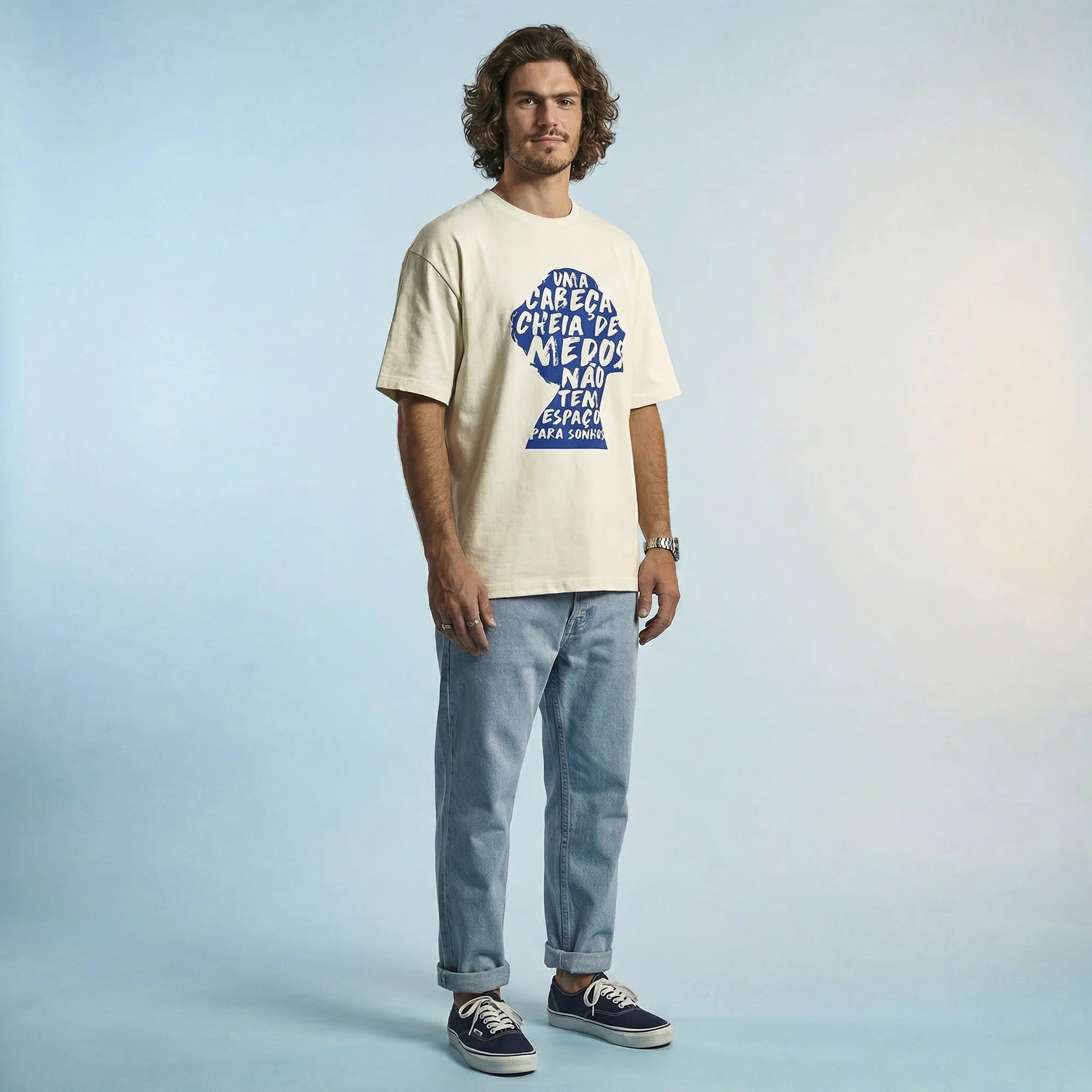 Camiseta Oversized cabecamedos Masculina Off-White