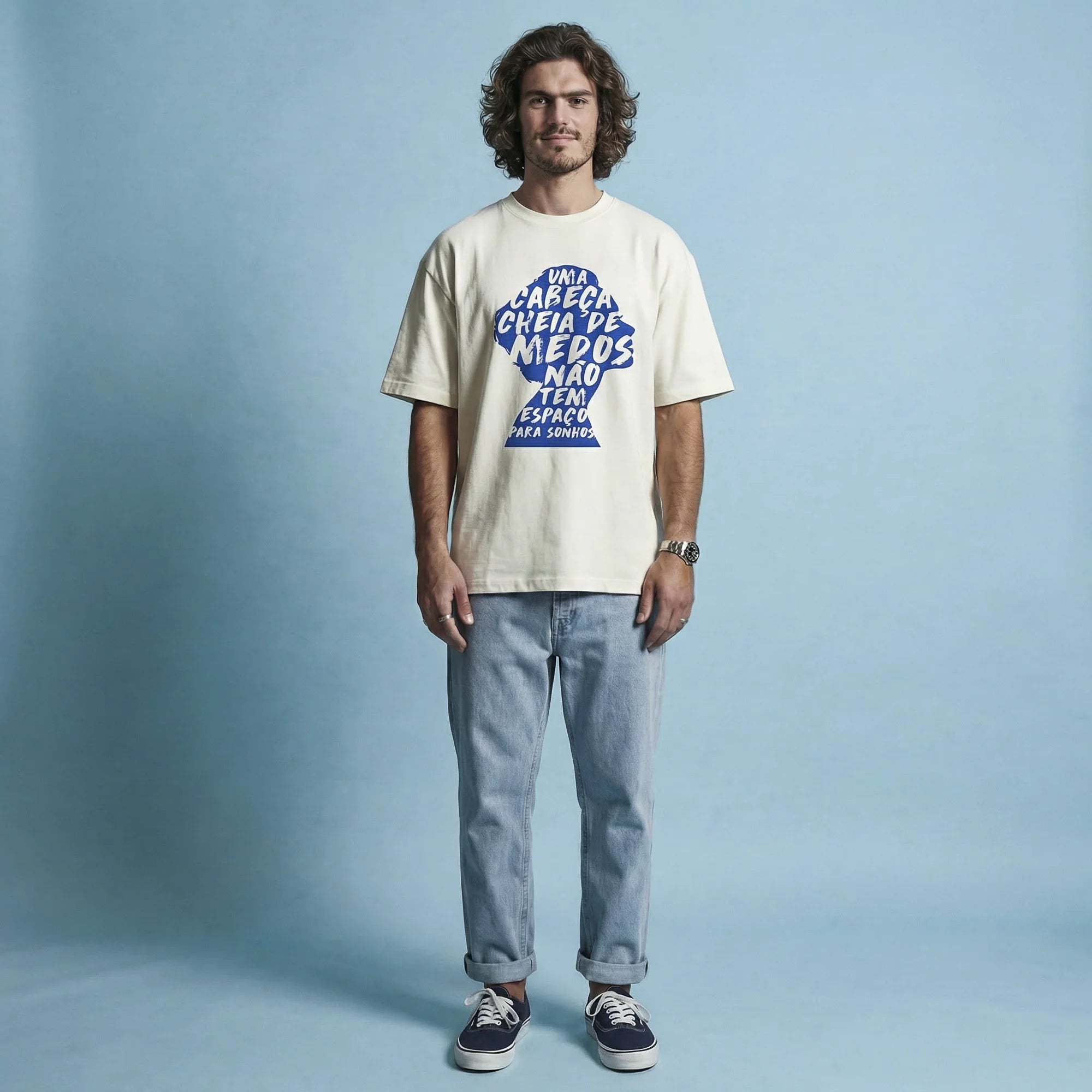 Camiseta Oversized cabecamedos Masculina Off-White
