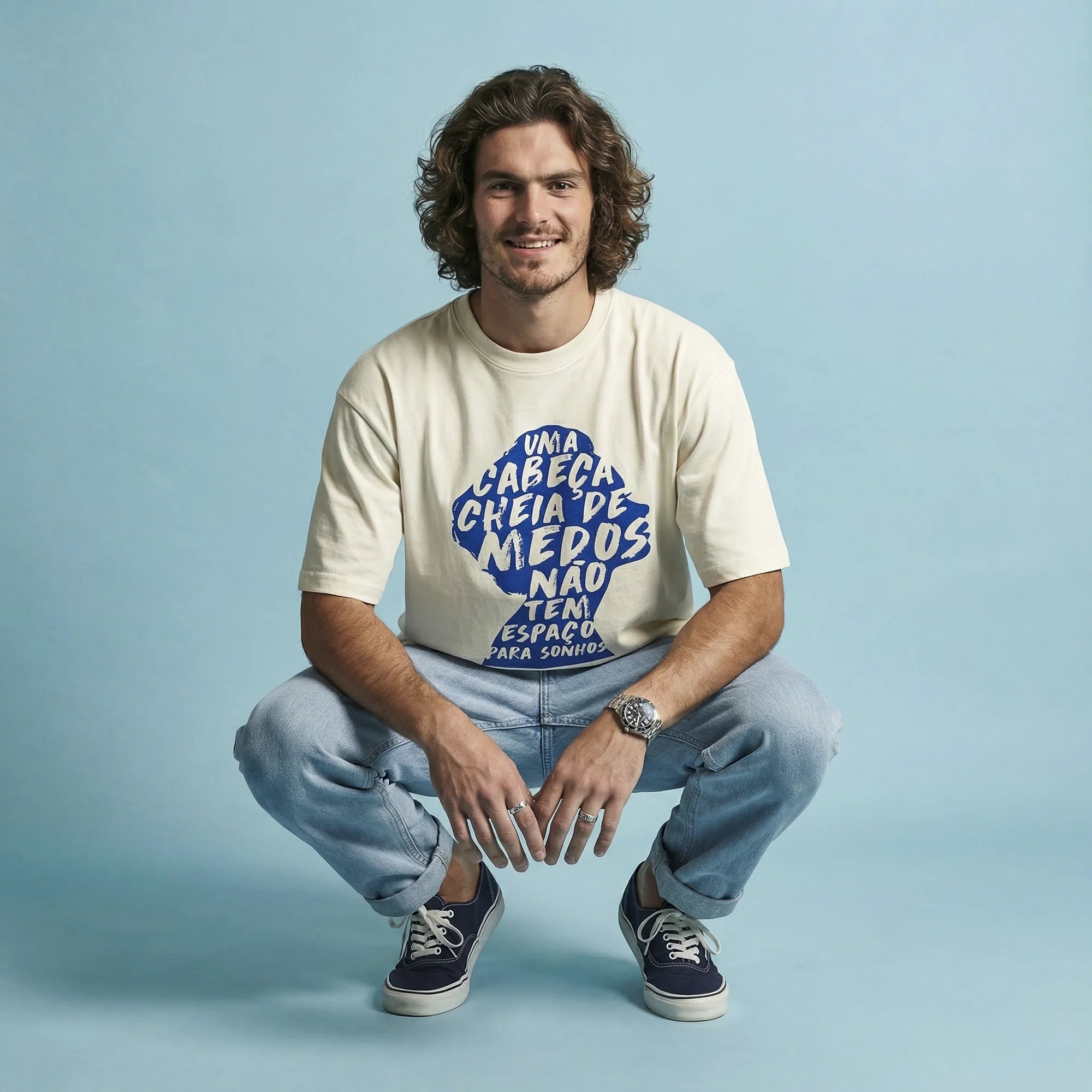 Camiseta Oversized cabecamedos Masculina Off-White