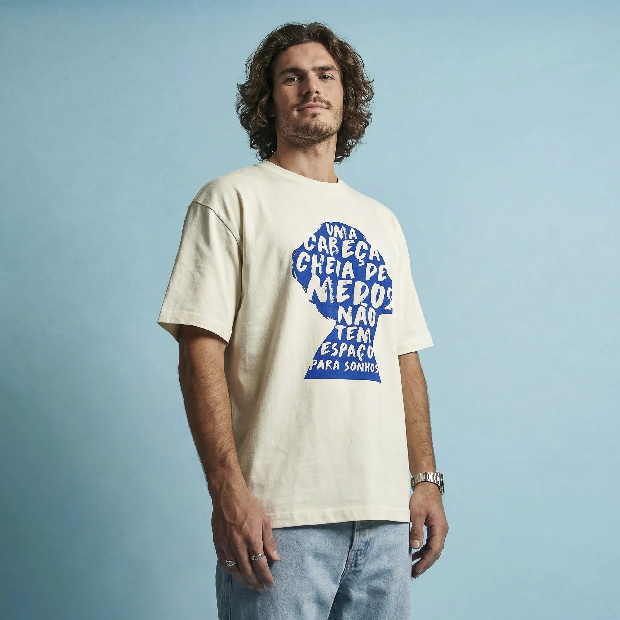 Camiseta Oversized cabecamedos Masculina Off-White