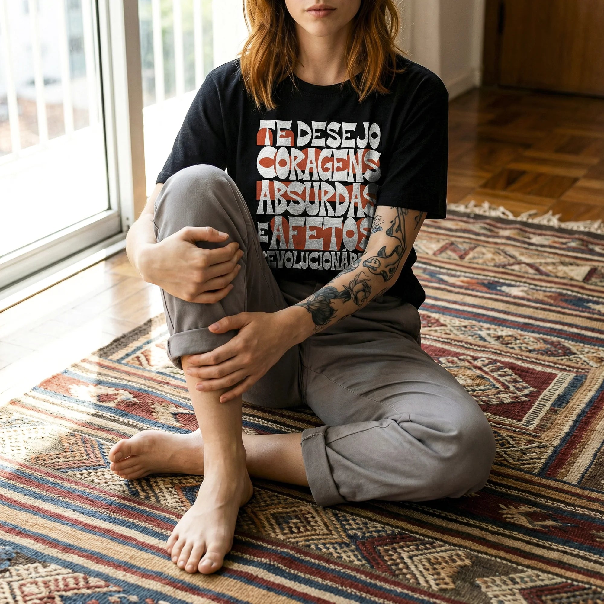 Camiseta Oversized coragens Feminina Preto
