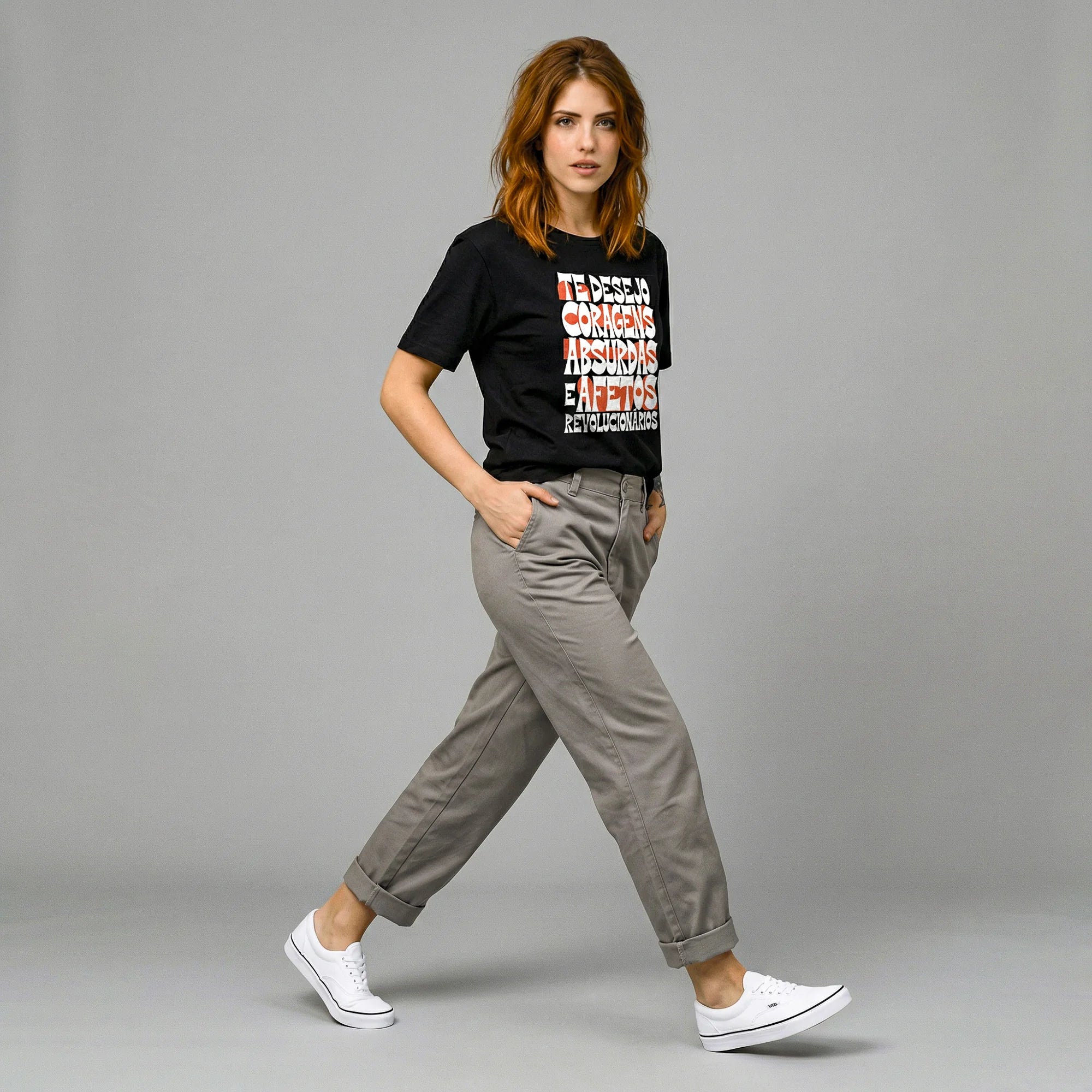 Camiseta Oversized coragens Feminina Preto