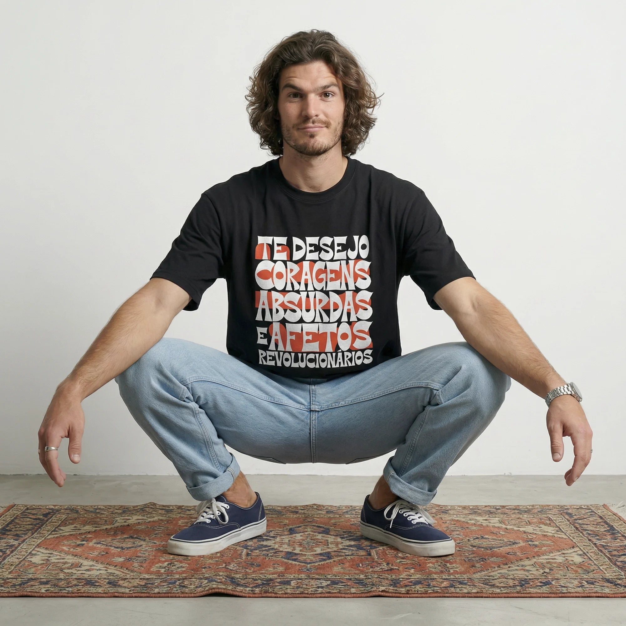 Camiseta Oversized coragens Masculina Preto
