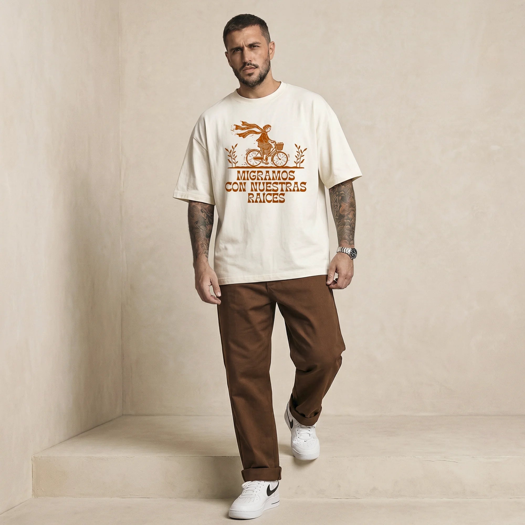 Camiseta Oversized migramos Masculina Off-White