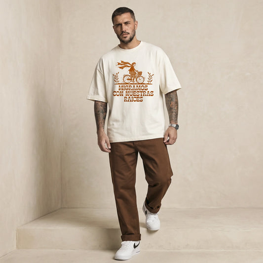 Camiseta Oversized migramos Masculina Off-White