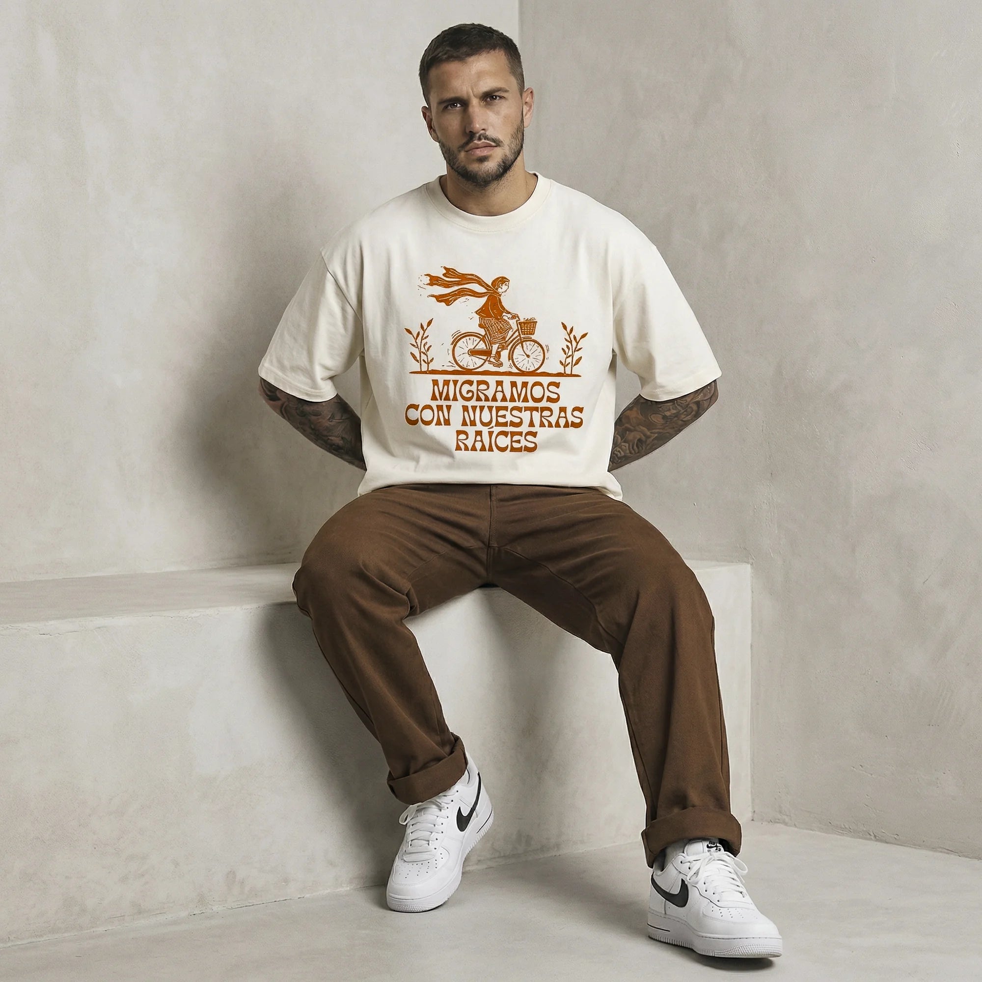 Camiseta Oversized migramos Masculina Off-White