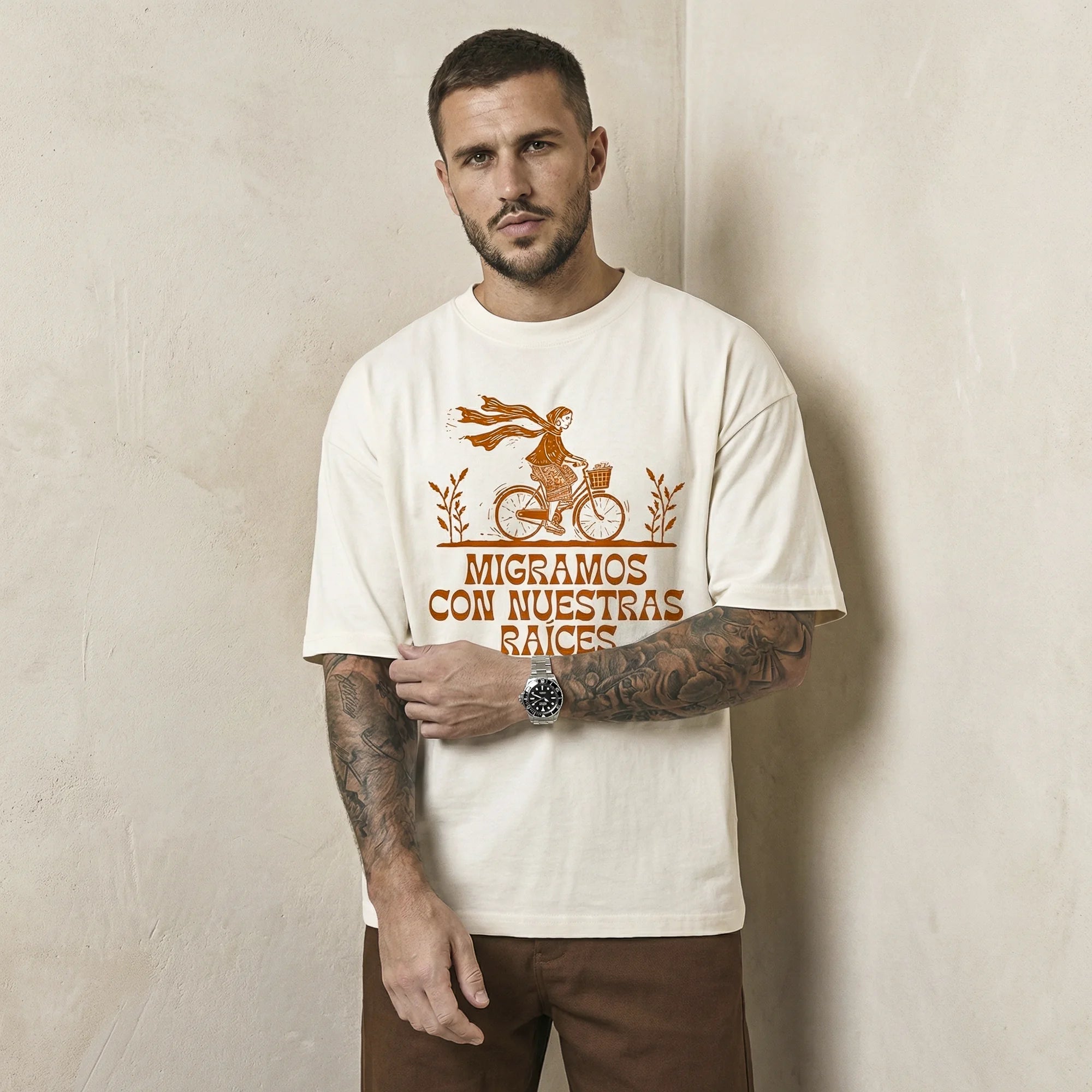 Camiseta Oversized migramos Masculina Off-White