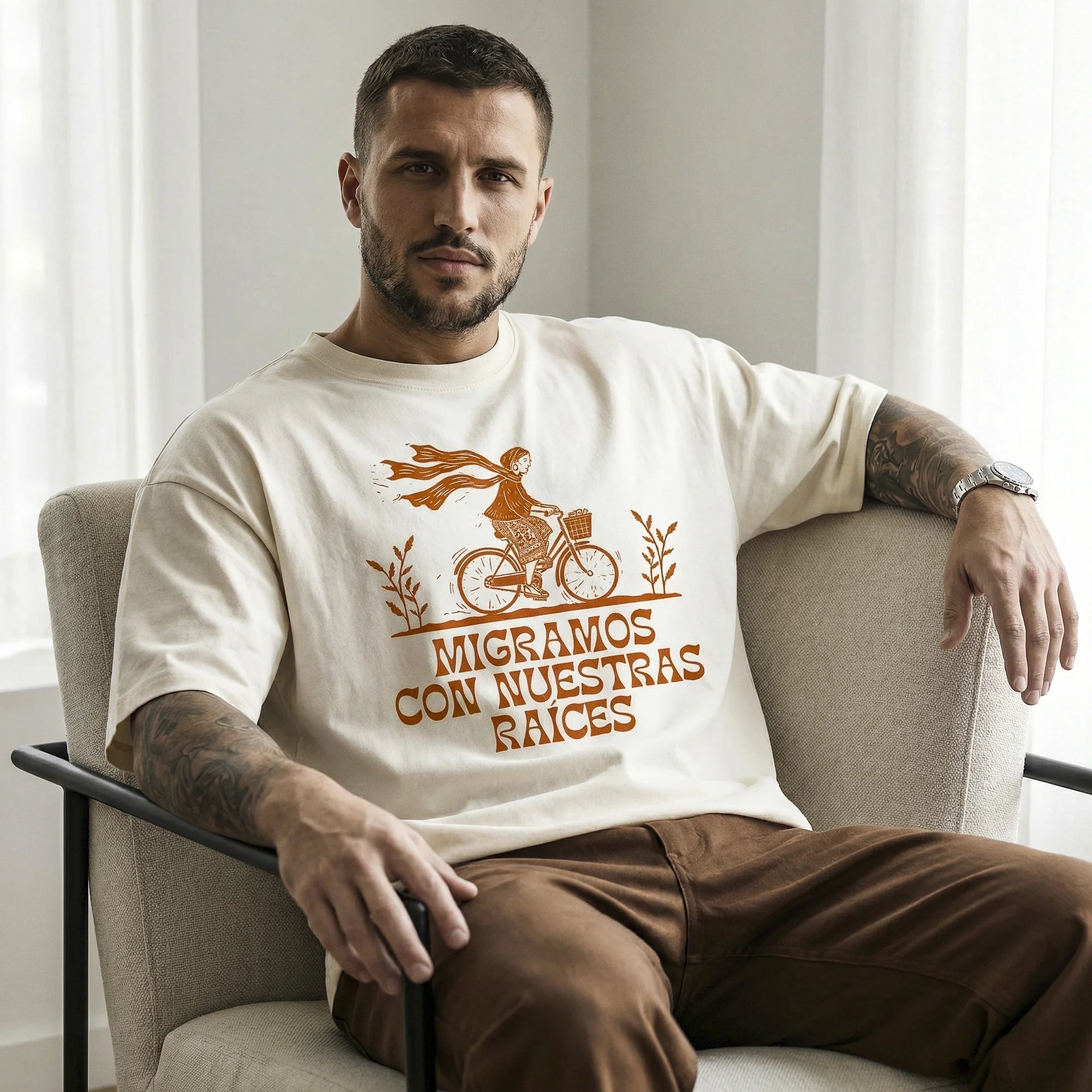 Camiseta Oversized migramos Masculina Off-White