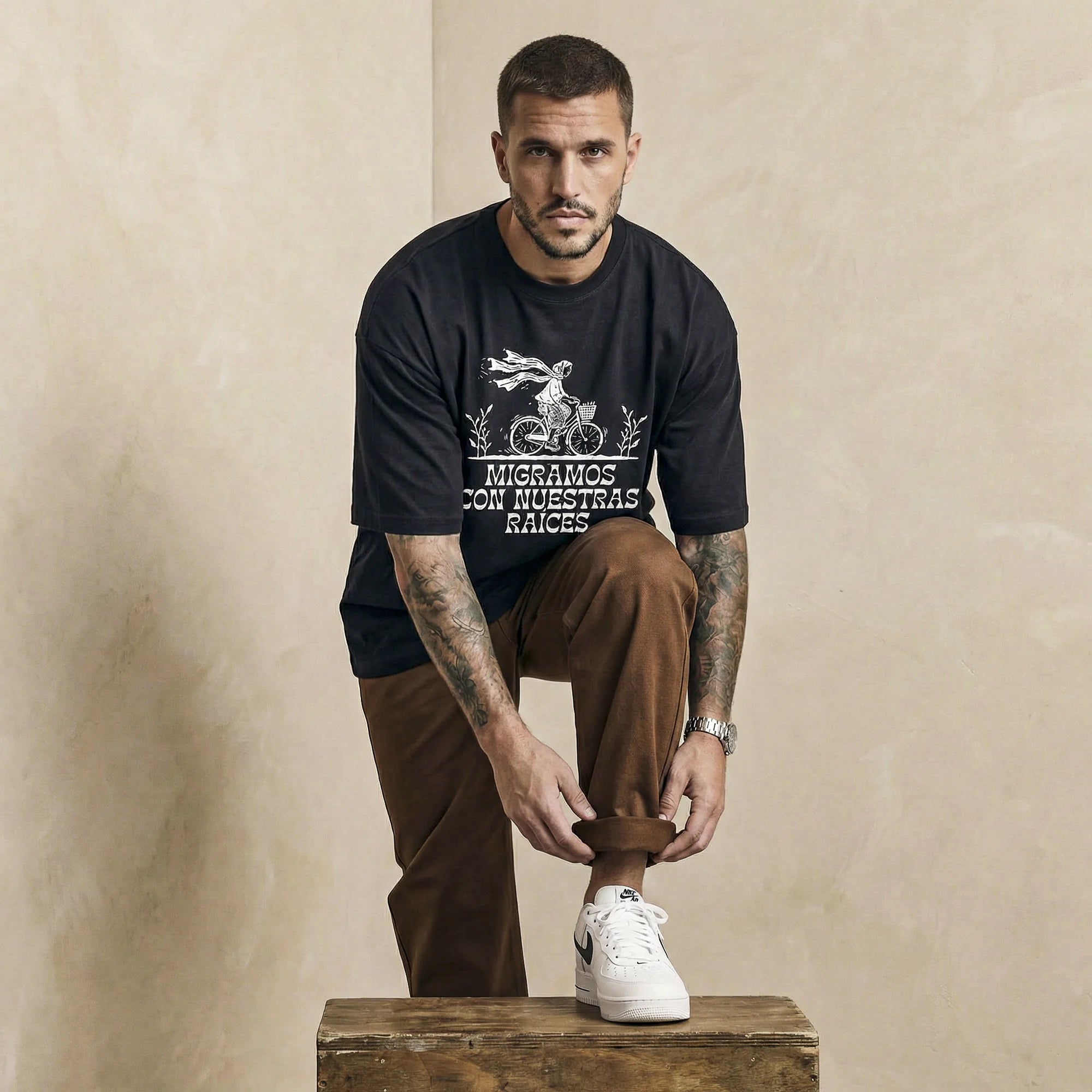 Camiseta Oversized migramos Masculina Preto