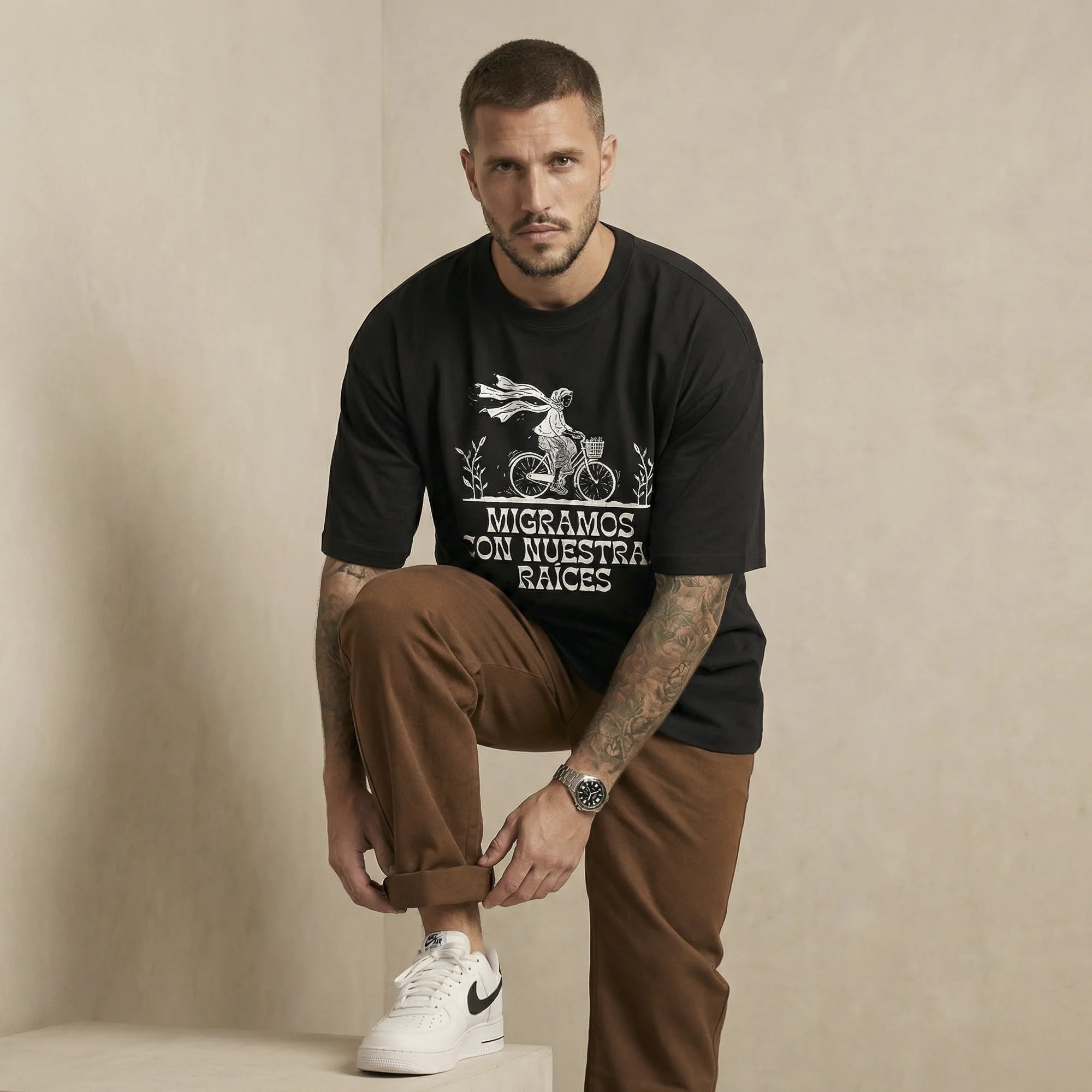 Camiseta Oversized migramos Masculina Preto