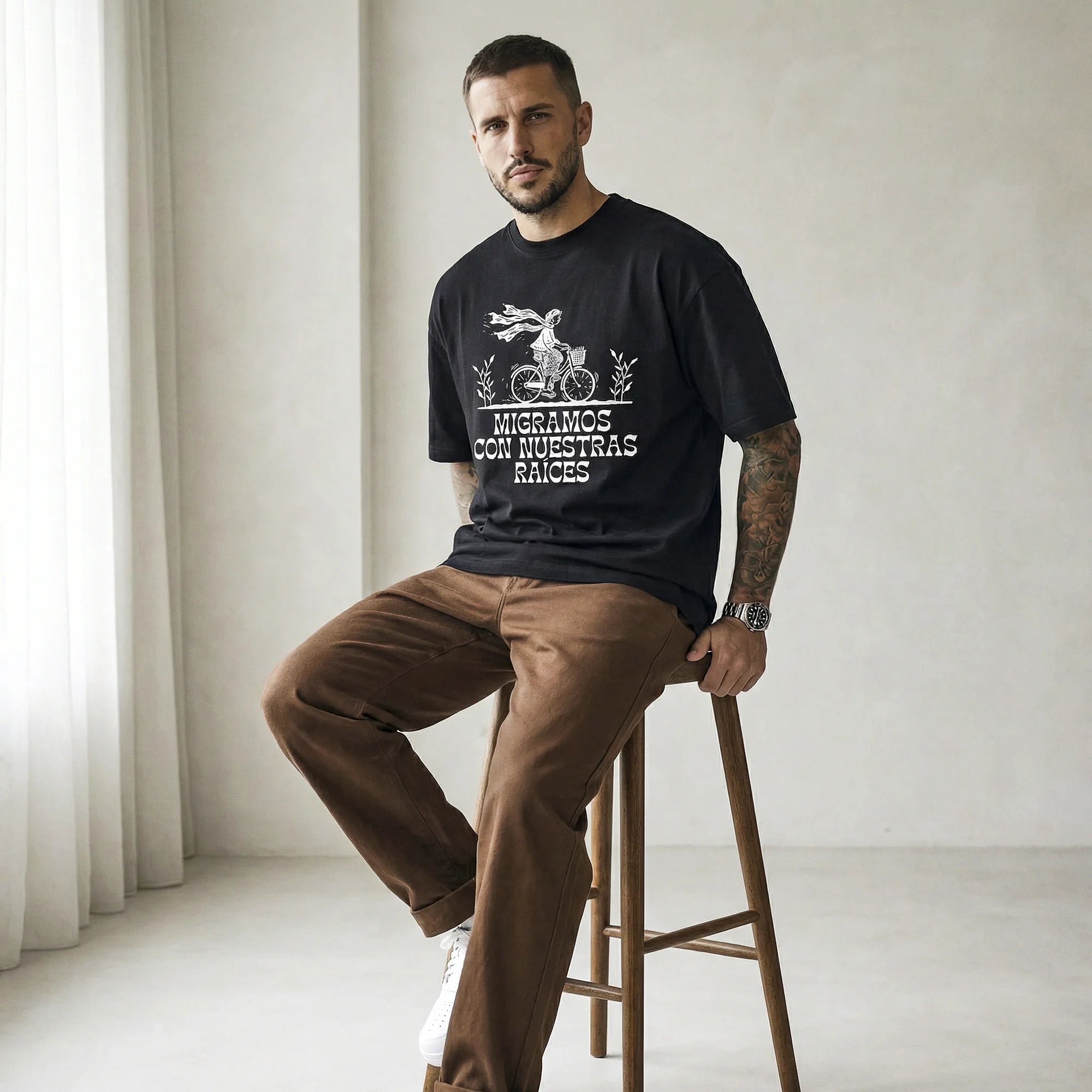 Camiseta Oversized migramos Masculina Preto