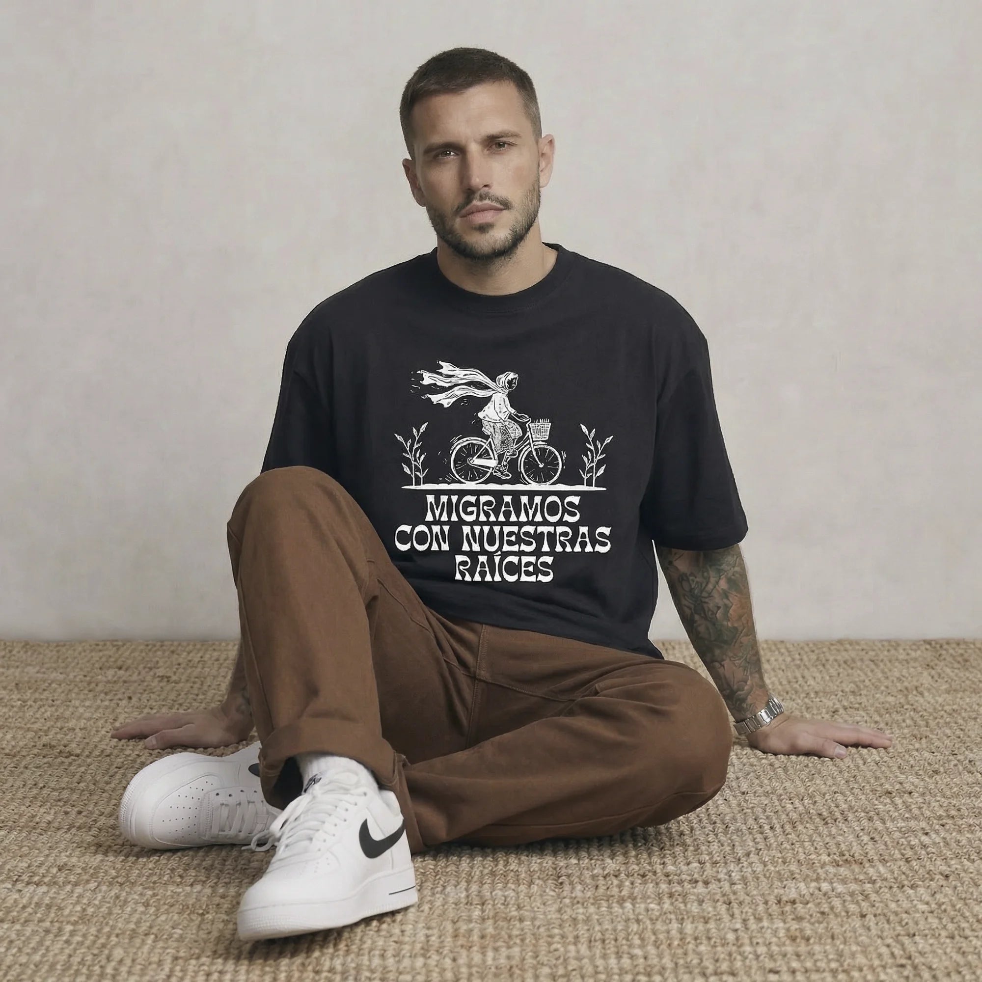 Camiseta Oversized migramos Masculina Preto