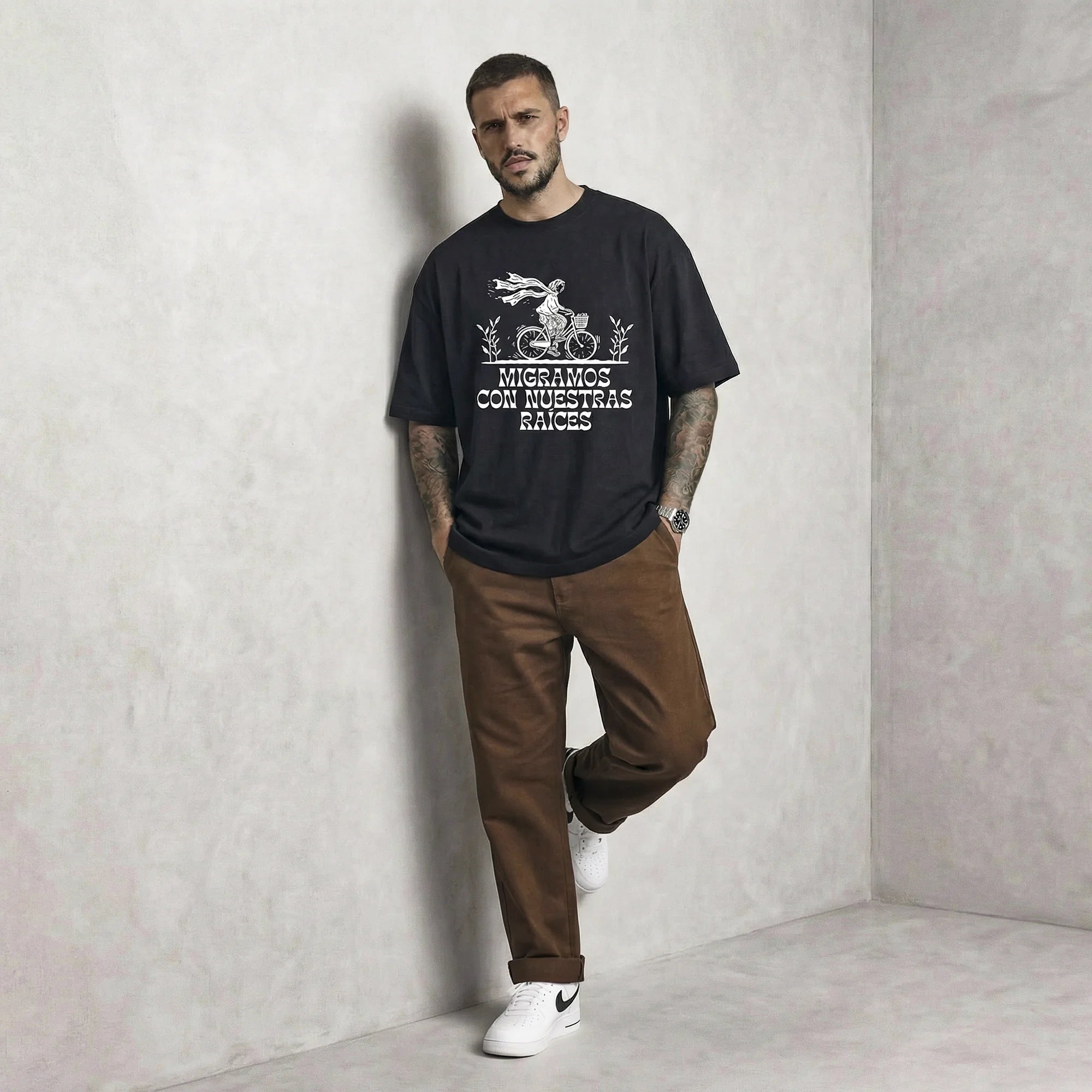 Camiseta Oversized migramos Masculina Preto