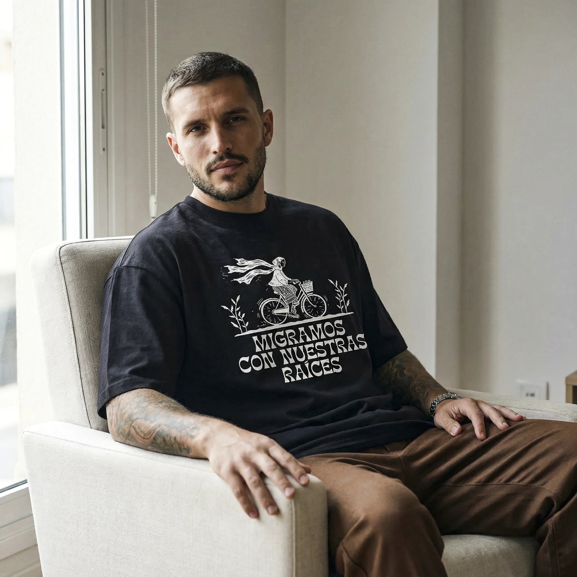 Camiseta Oversized migramos Masculina Preto