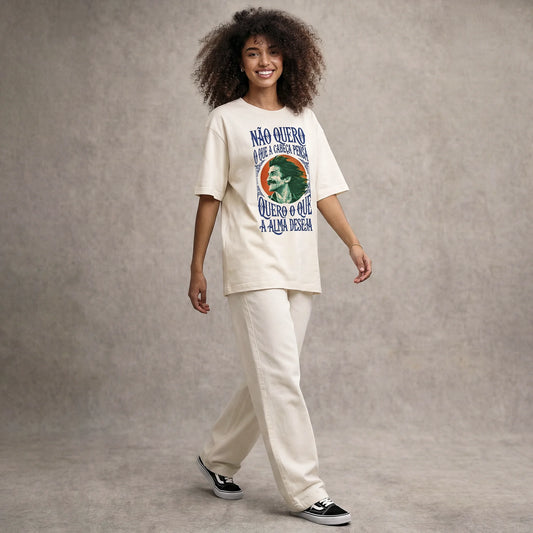 Camiseta Oversized naoquero Feminina Off-White