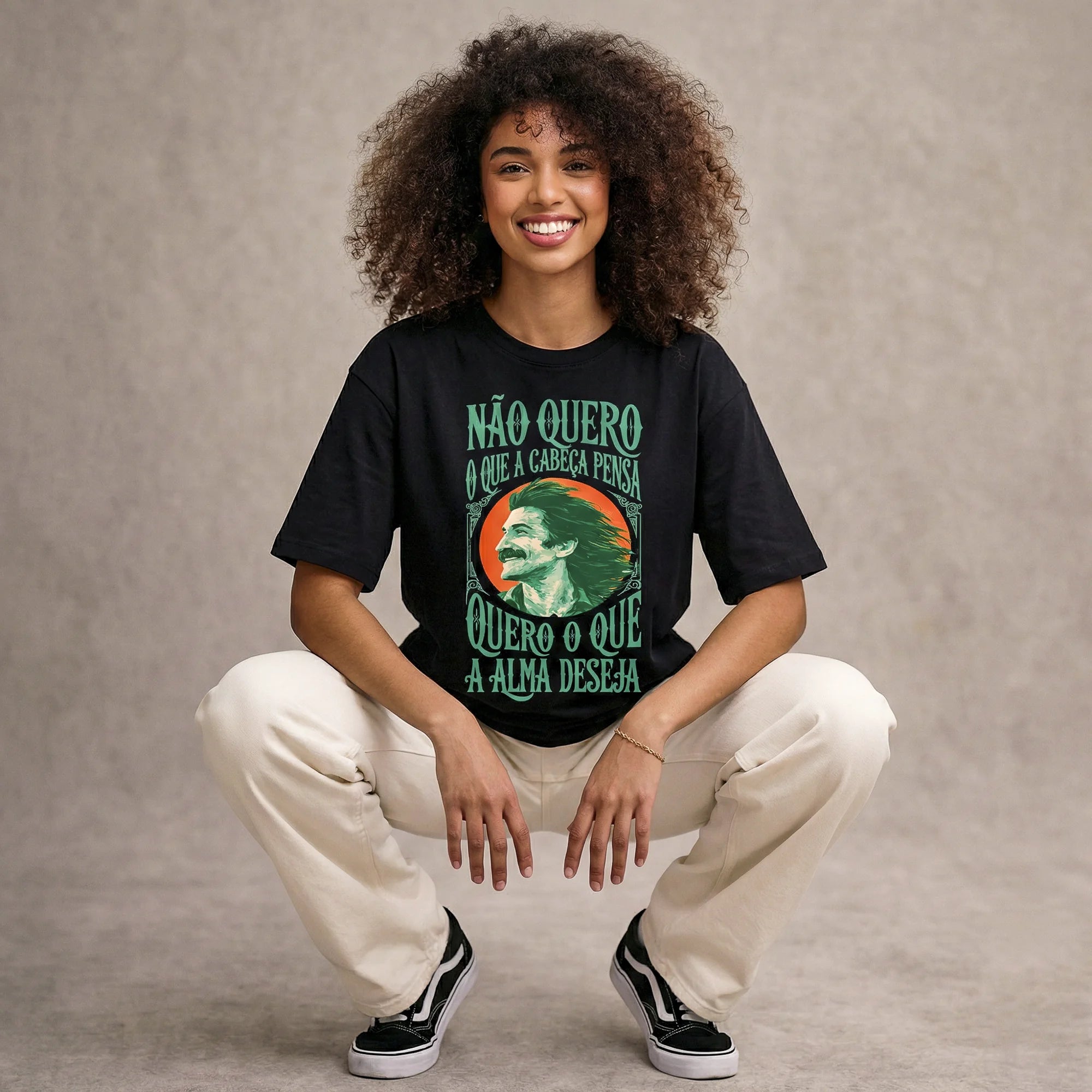 Camiseta Oversized naoquero Feminina Preto