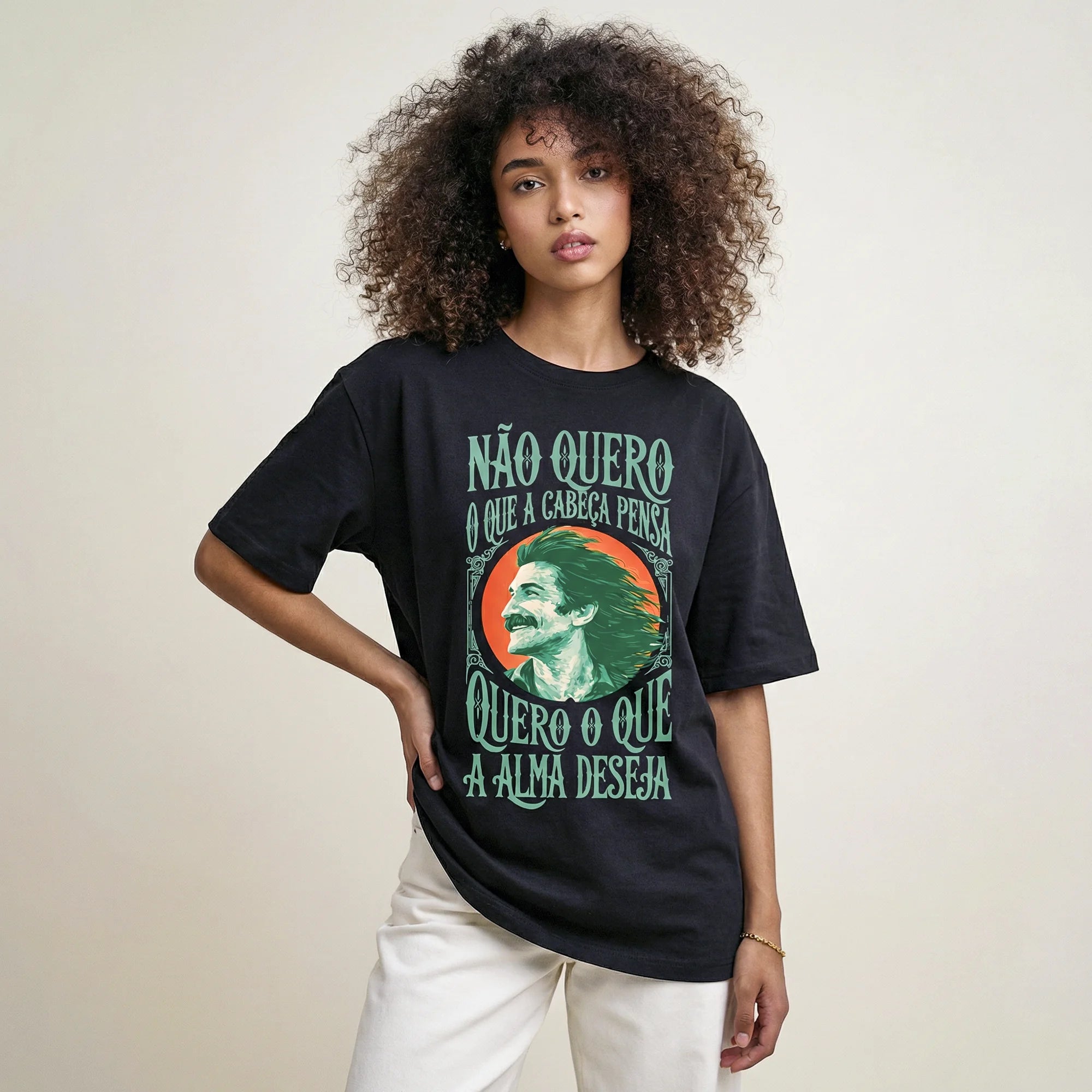 Camiseta Oversized naoquero Feminina Preto