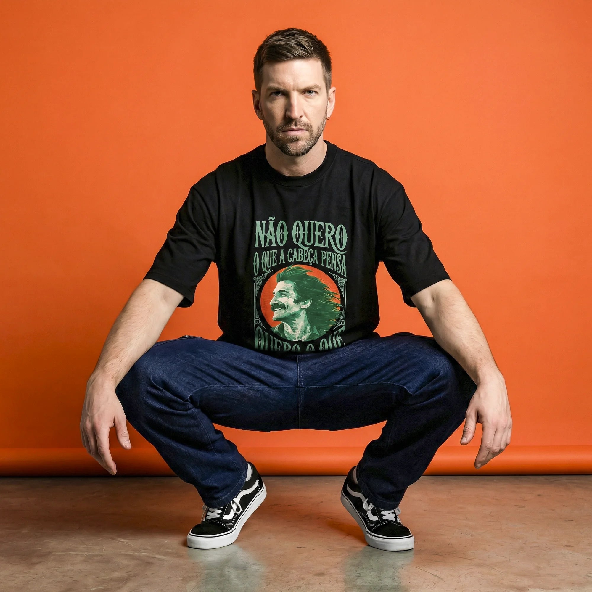 Camiseta Oversized naoquero Masculina Preto