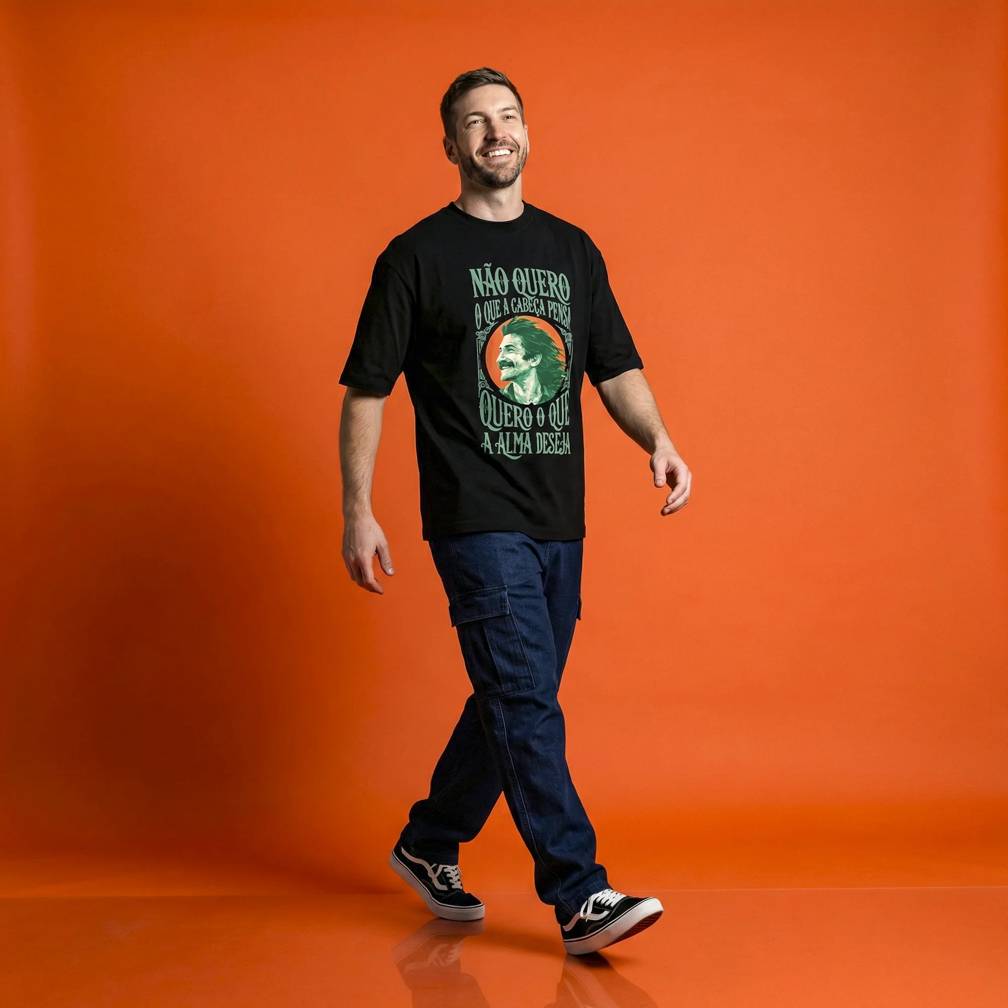 Camiseta Oversized naoquero Masculina Preto