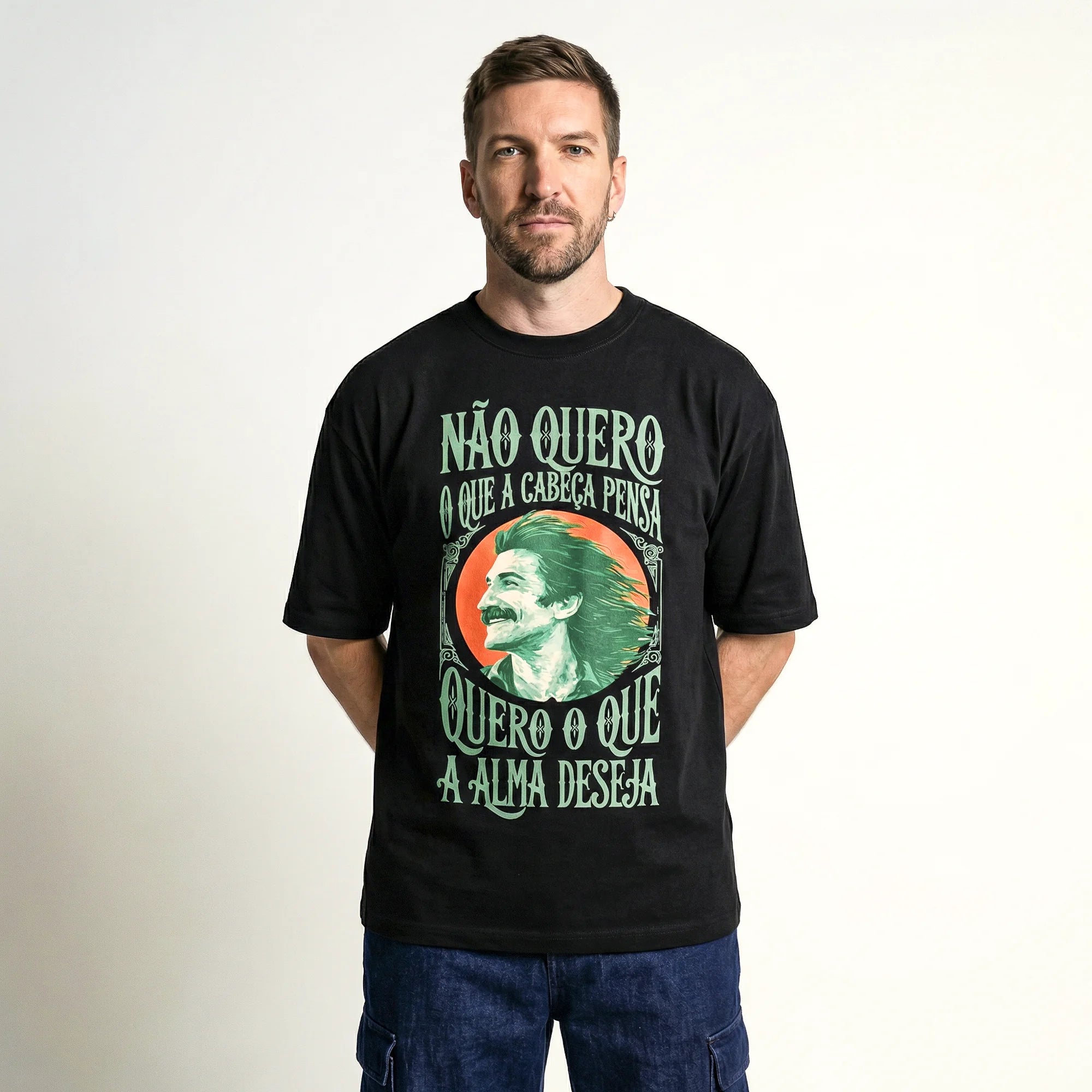 Camiseta Oversized naoquero Masculina Preto