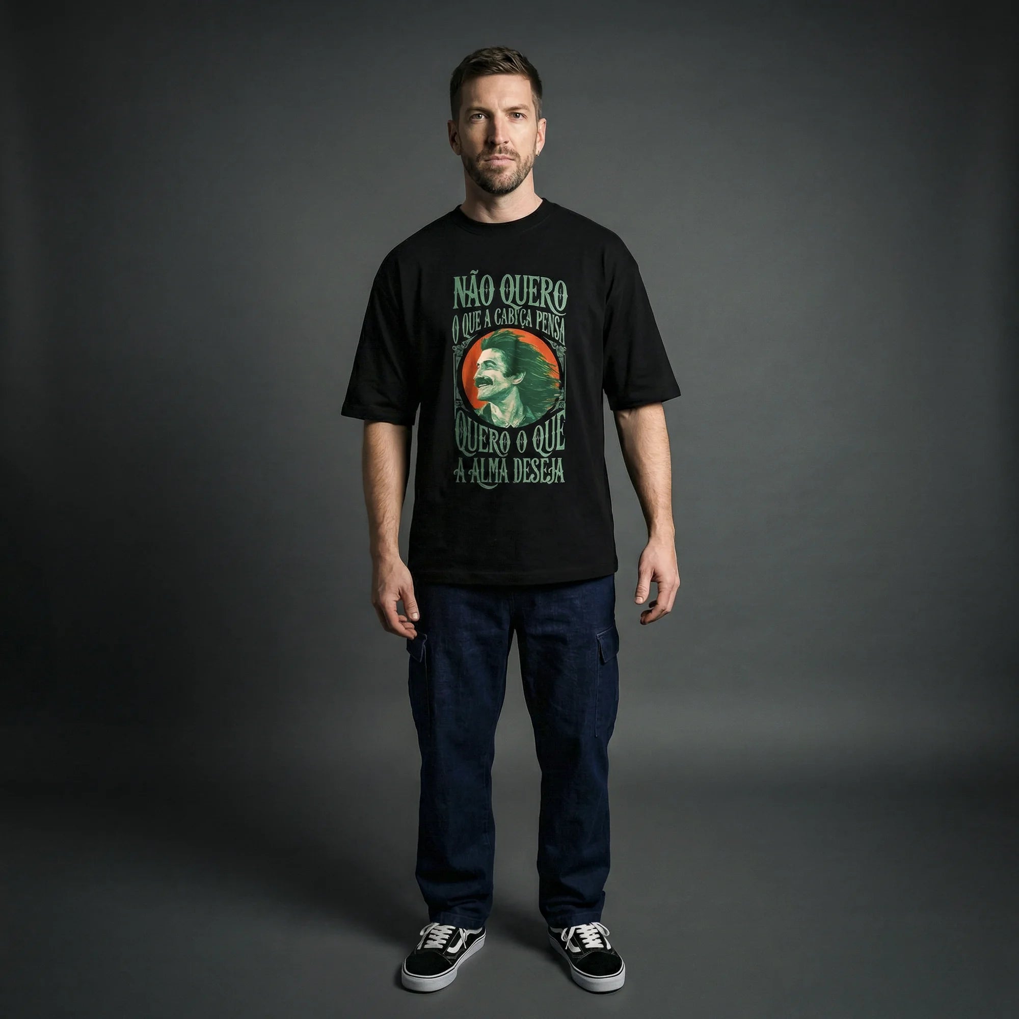 Camiseta Oversized naoquero Masculina Preto