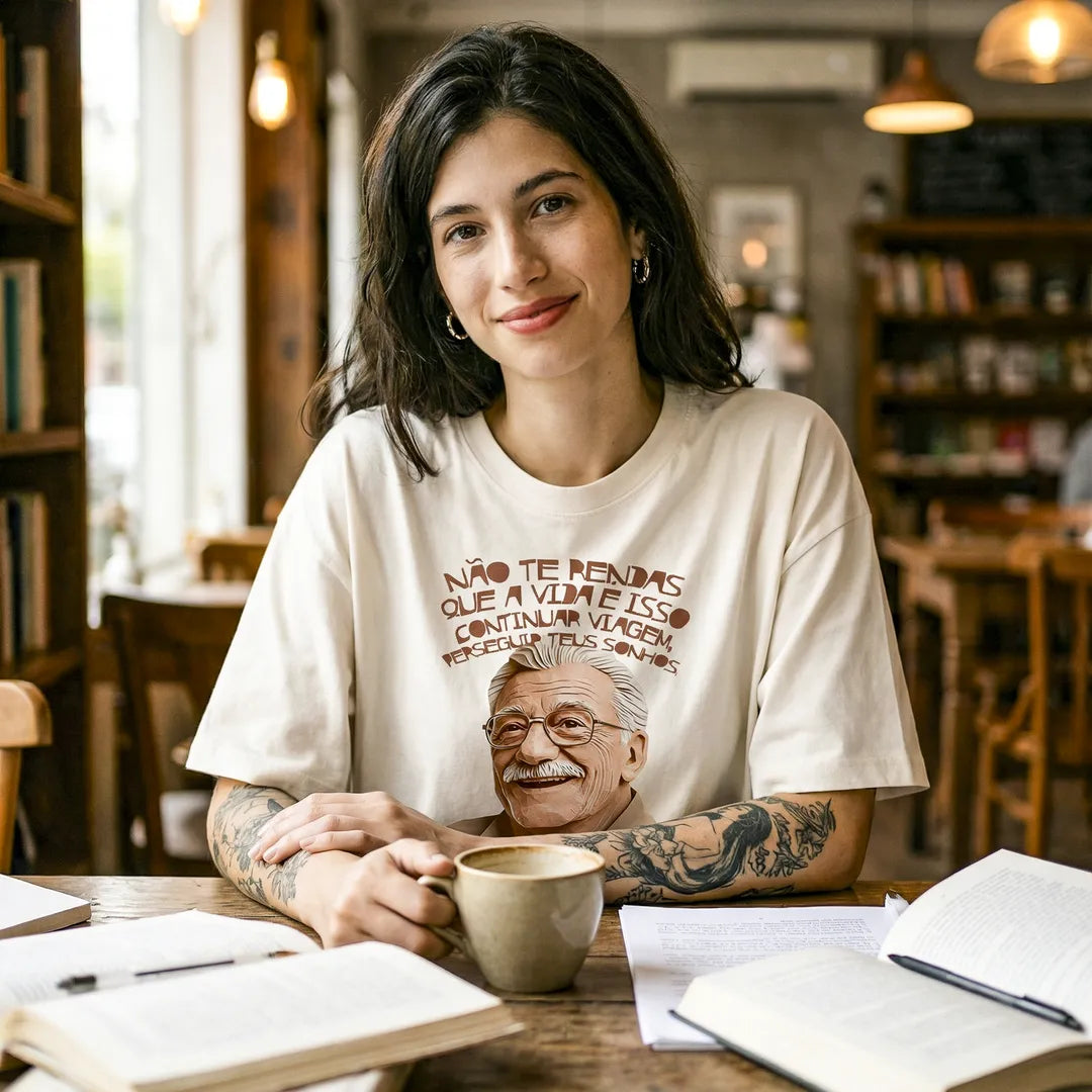 Camiseta Oversized Não Te Rendas Feminina Off-White