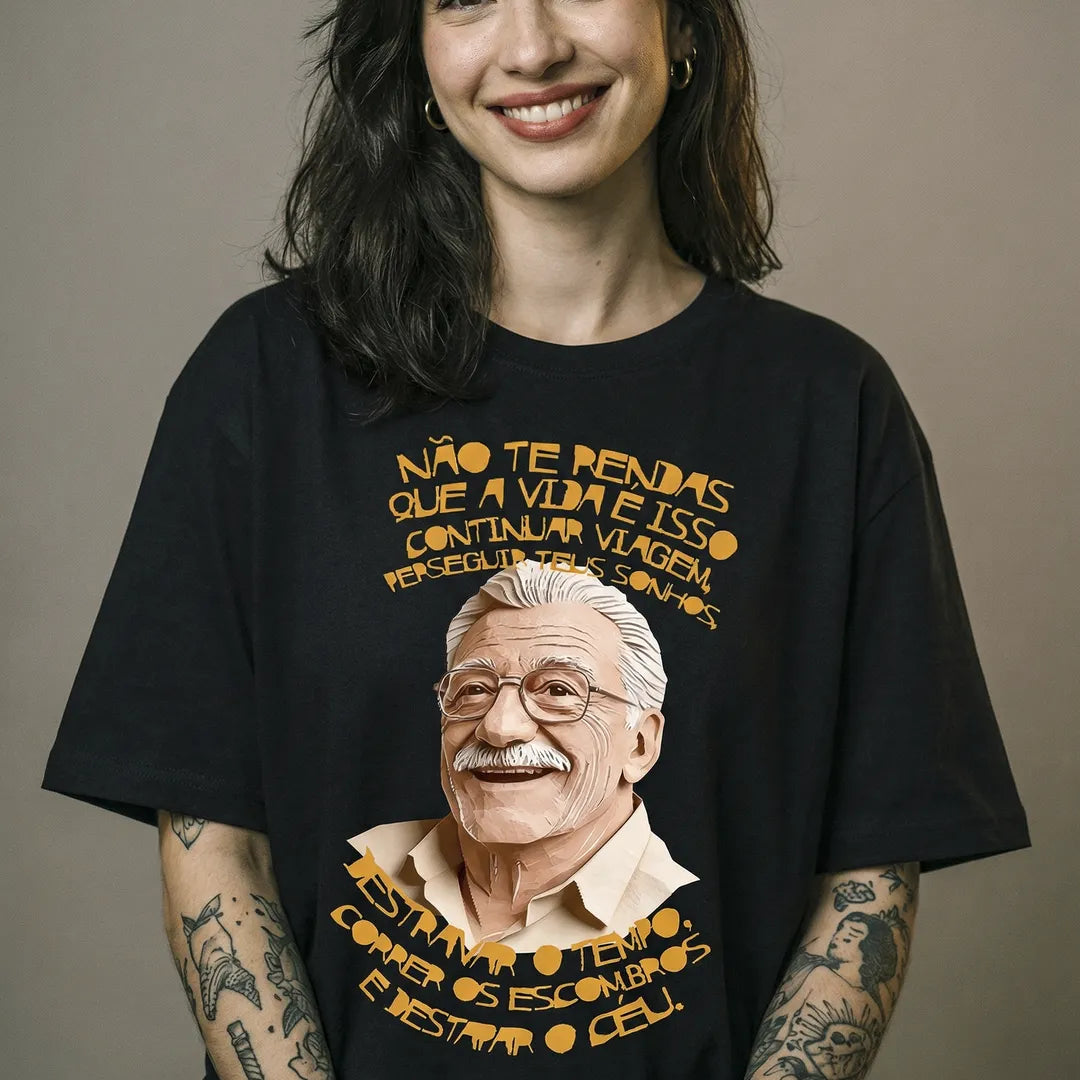 Camiseta Oversized Não Te Rendas Feminina Preto