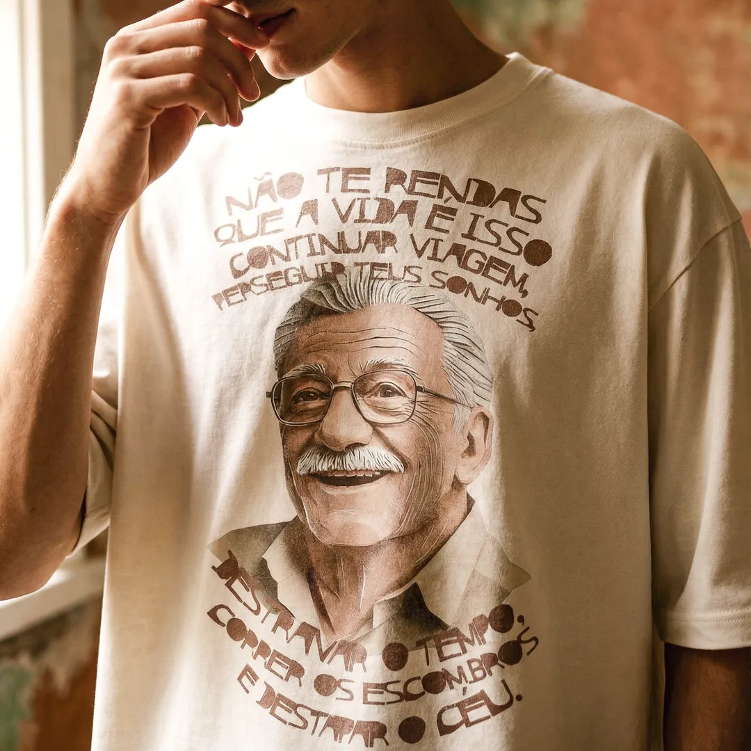Camiseta Oversized Não Te Rendas Masculina Off-White