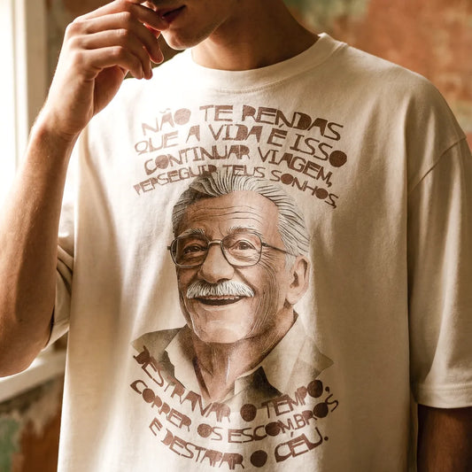 Camiseta Oversized Não Te Rendas Masculina Off-White