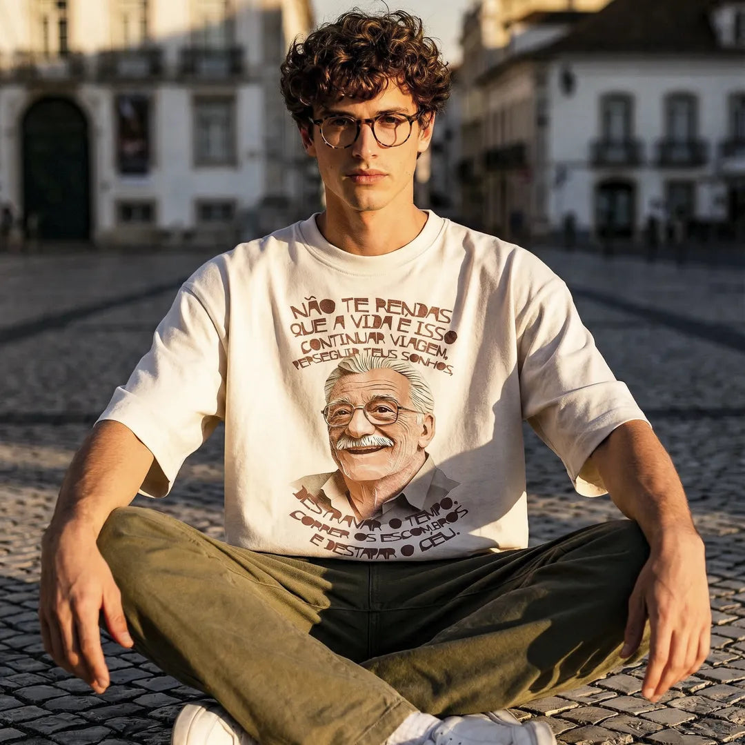 Camiseta Oversized Não Te Rendas Masculina Off-White