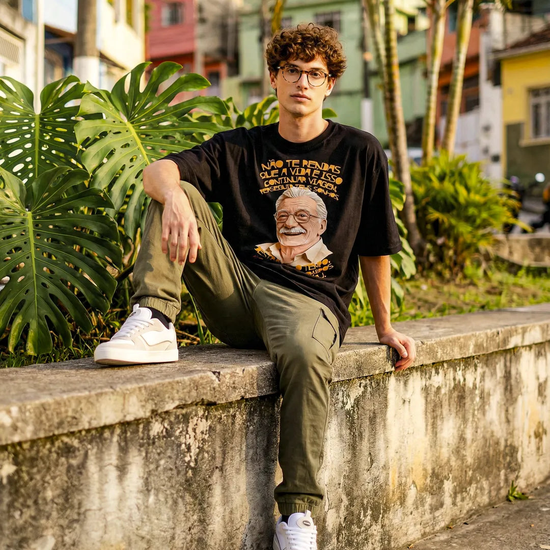 Camiseta Oversized Não Te Rendas Masculina Preto