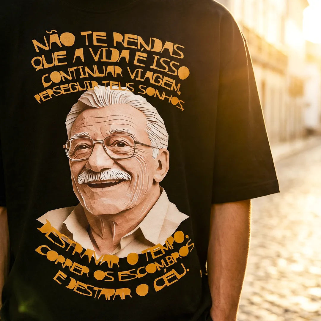 Camiseta Oversized Não Te Rendas Masculina Preto