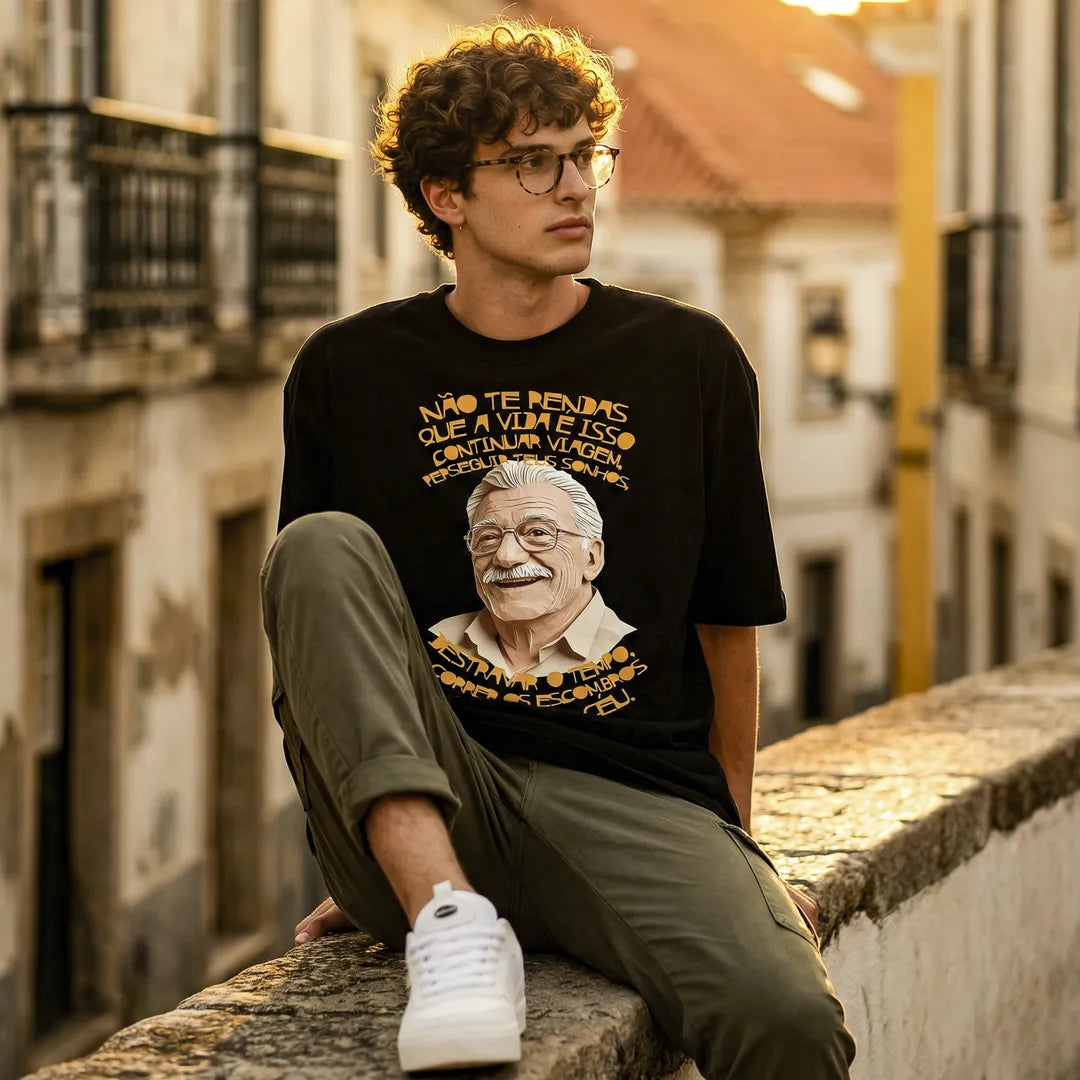 Camiseta Oversized Não Te Rendas Masculina Preto