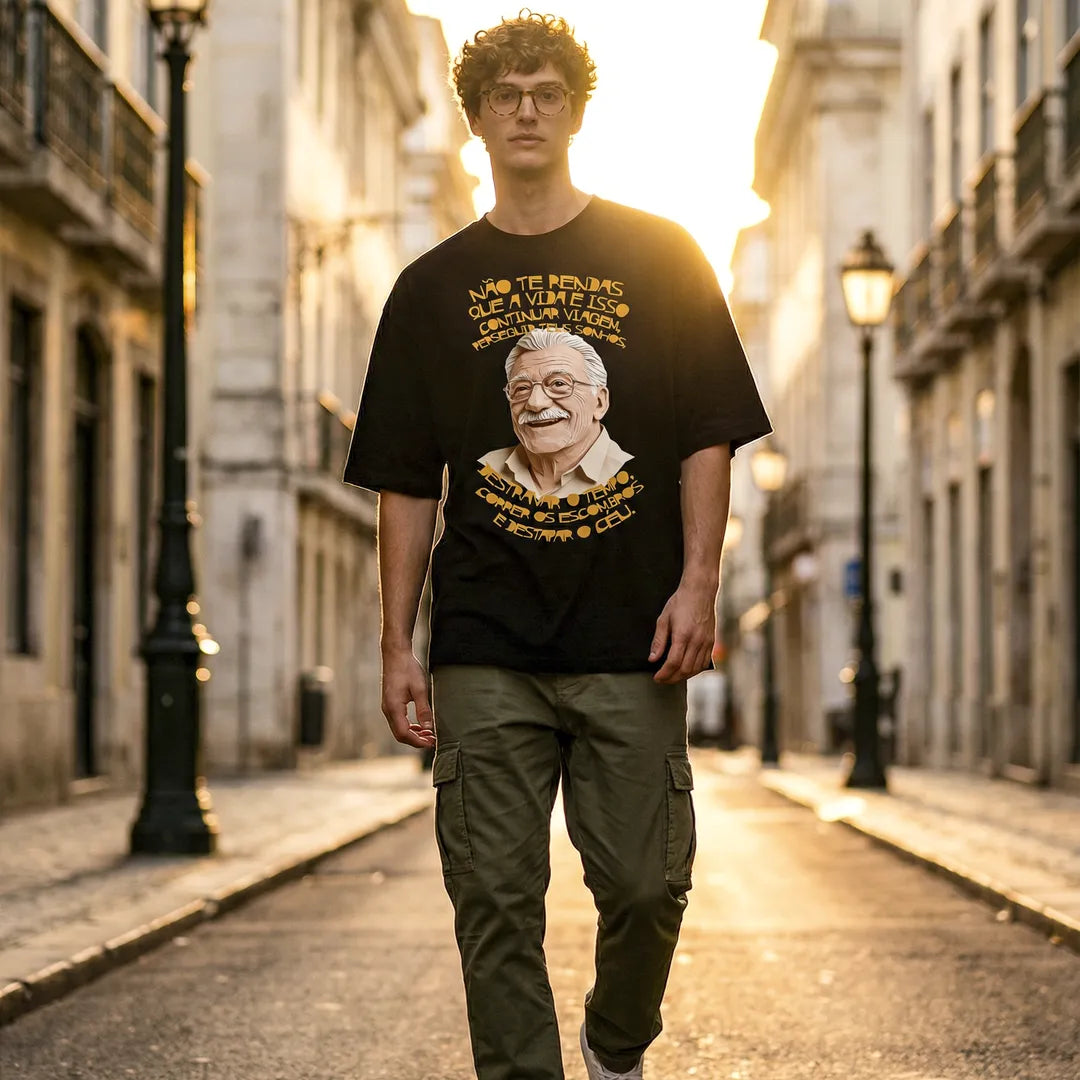 Camiseta Oversized Não Te Rendas Masculina Preto