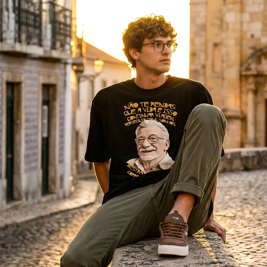 Camiseta Oversized Não Te Rendas Masculina Preto