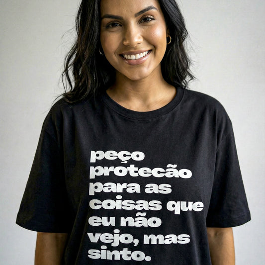 Camiseta Oversized pecoprotecao Feminina Preto
